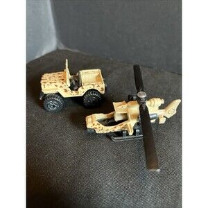 Vintage 1980’s Matchbox Desert Camo Jeep & Helicopter  Made In Taiwan